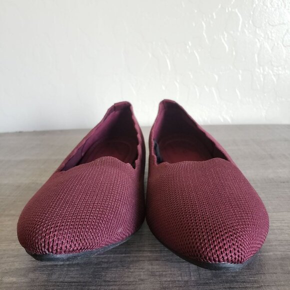 Seychelles Pointed Toe Slip-On Ballet Flat Scalloped Maroon Berry Sz Women's 9.5 - Picture 2 of 10